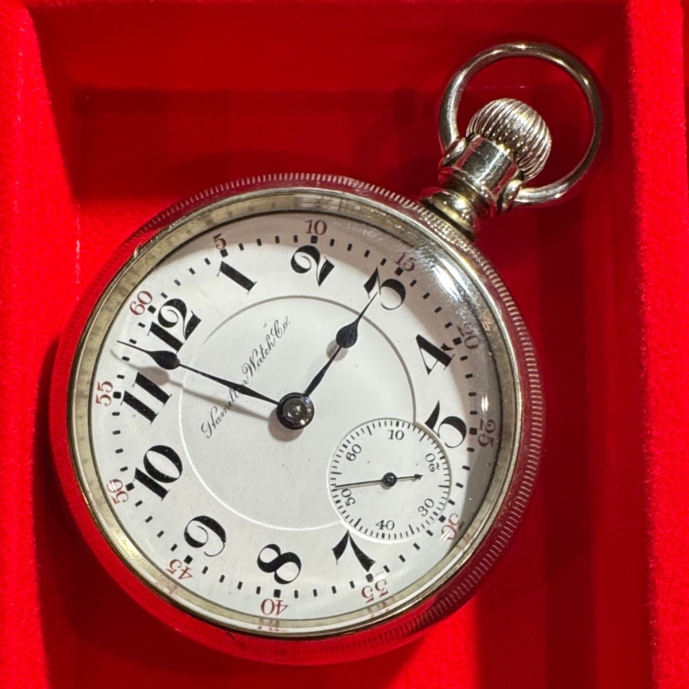 Hamilton Railroad Grade 21 Jewels Mechanical Pocket Watch Silver Tone 18 Size